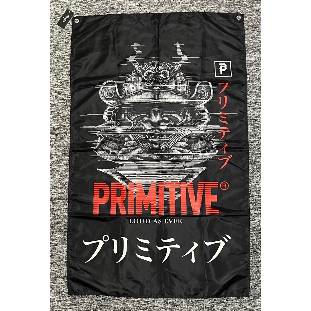 Primitive Skateboarding Samarai Flag Black Samurai Mask 30x48" PA11BA21 NEW